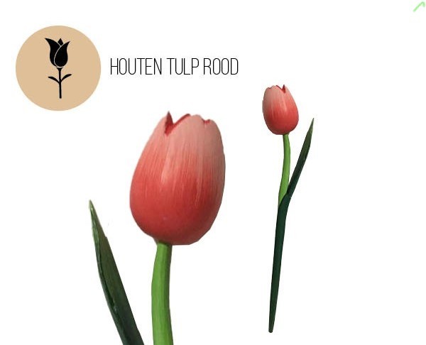 Houten tulp rood 33 cm