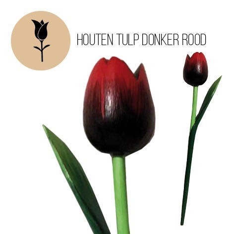 Houten tulp Donker rood 33 cm